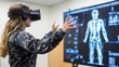 © Kunchan - Person wearing a virtual reality headset engaging in a physical therapy session guided by a healthcare application with real time data and analytics displayed for rehabilitation and wellness purposes