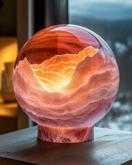 Poster - a mesmerizing layered sphere in warm tones of peach, coral, and sienna, featuring swirling patterns 