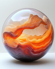 Poster - A mesmerizing layered sphere in warm tones of peach, coral, and sienna, featuring swirling patterns and gradient transitions for a harmonious abstract appearance,