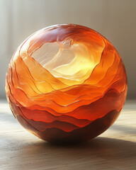 Aufkleber - A radiant abstract sphere with fluid, layered warm hues of amber, burnt sienna, and crimson, designed with a smooth, seamless gradient for a polished look,