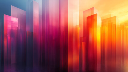 Poster - a tower of translucent gradient forms blending seamlessly into one another, set against a dark, mood