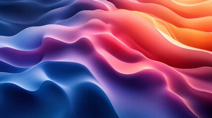Poster - A flowing arrangement of stacked gradient curves creating an organic abstract form, glowing faintly against a dark, mysterious backdrop,