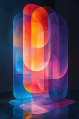 Poster - a surreal abstract scene of stacked oval gradient forms, glowing in harmonious tones, set against a 