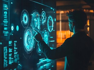 Poster - business executive interacting with advanced ai driven marketing analytics platform