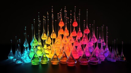 Poster - Rainbow Colored Liquid Droplets In Glass Vessels