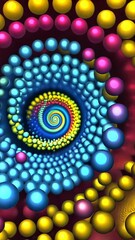 Wall Mural - Vibrant colorful fractal spiral in psychedelic pattern