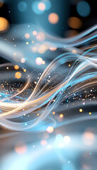 Poster - Dynamic light waves create ethereal atmosphere abstract visuals digital art environment contemporary conceptual view