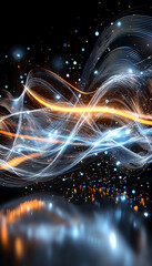 Poster - Dynamic light waves abstract art digital visualization creative environment modern viewpoint visual concept for enhancement