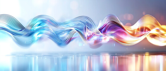 Poster - Dynamic colorful waves representing sound and energy digital art abstract environment futuristic viewpoint visual concept