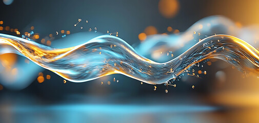 Poster - Dynamic flow of water abstract art modern studio digital creation close-up view fluidity and motion concept
