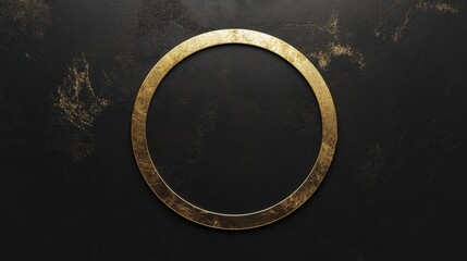 Poster - elegant circular frame with vintage gold finish against a dark textured background ideal for art dis