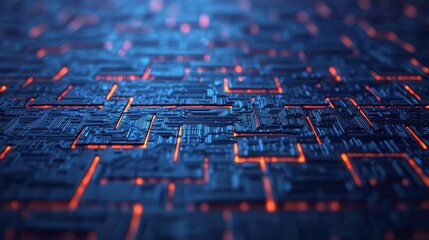 Poster - Exploring futuristic technology concepts digital landscape abstract art cyber environment close-up view innovation in design
