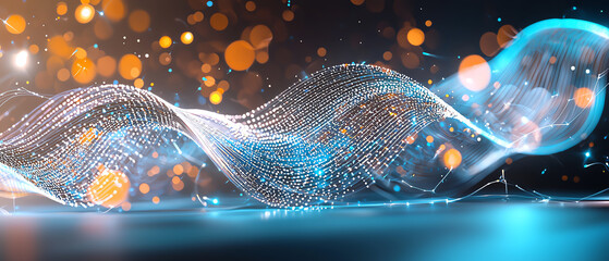 Poster - Digital light waves create stunning visual display abstract art inspiration virtual gallery contemporary setting artistic perspective