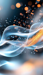 Poster - Dynamic flowing light waves abstract digital art vivid colors contemporary design close-up view motion and energy concept