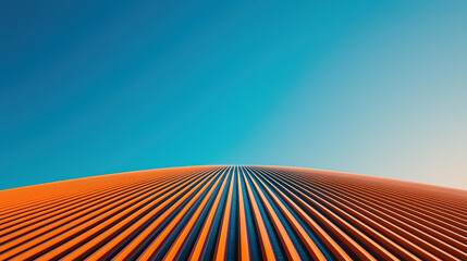 Poster - Vibrant orange lines create stunning architectural design against blue sky