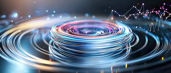 Poster - Dynamic digital swirl visualization abstract environment graphic artwork technology concept close-up perspective for seo impact
