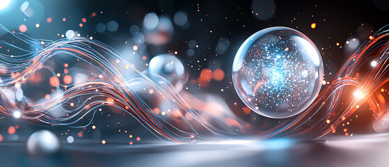Poster - Dynamic orbital motion in a futuristic setting digital art cosmic environment abstract view technology concept