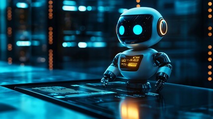 Poster - Glowing Financial Chatbot Assisting Customers with Personal Finances and Investments