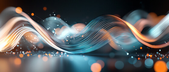 Poster - Dynamic light waves abstract art installation digital artwork contemporary space close-up view energy and motion representation