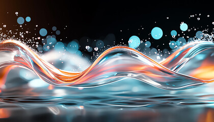 Poster - Dynamic water waves illustration conceptual art digital rendering vibrant colors abstract high-resolution visuals for impact
