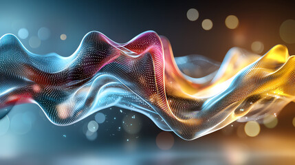 Poster - Dynamic wave patterns in abstract art digital space visual design energetic environment close-up view conceptual aesthetics