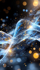 Poster - Dynamic light wave patterns digital abstract art visual design colorful environment close-up view abstract conceptualization