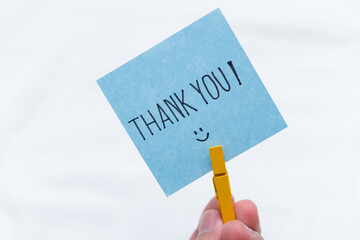 Aufkleber - Thank you note action business setting visual content minimalist background close-up view gratitude concept for business impact