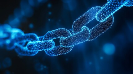 Poster - Abstract glowing blue chain links forming a network connection