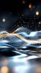 Poster - Dynamic waves of light and color abstract visual art digital artwork studio environment close-up perspective creative energy