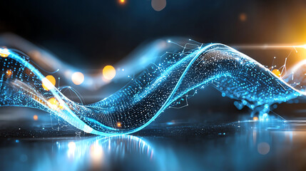 Poster - Dynamic digital waves abstract concept graphic design studio setting close-up view technology innovation for seo impact