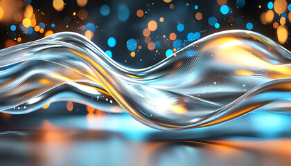 Poster - Fluid motion abstract light waves digital art contemporary space dynamic environment vibrant viewpoint visual aesthetics