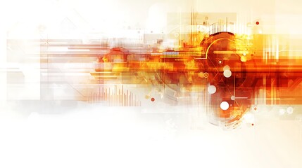 Poster - Abstract Technological Orange and White Digital Background