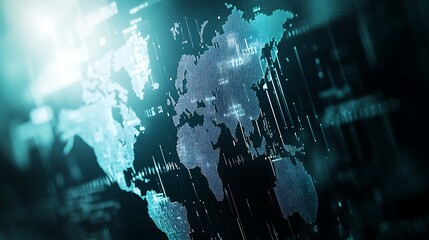 Poster - Global Network: A Digital World Map of Interconnected Data Streams