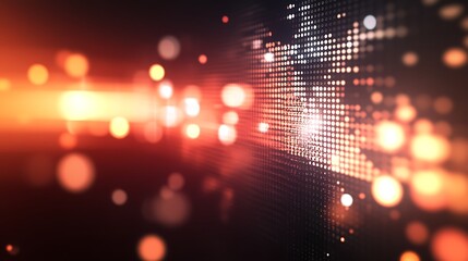 Poster - Abstract Digital Data Stream with Glowing Orange and Red Particles