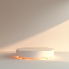 Poster - glowing white minimalist podium on clean seamless background for modern product presentations