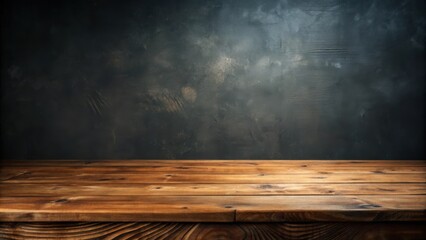Aufkleber - Rustic Wooden Tabletop with a Distressed Grey Background, Ideal for Product Displays and Food Photography