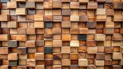 Aufkleber - A seamless pattern of stacked wooden blocks, showcasing an intricate display of natural wood grain variations and colors.