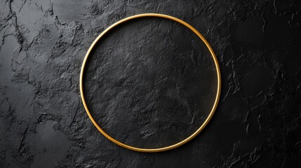 Poster - minimalist design of a golden circular frame on a dark textured surface for creative backgrounds and
