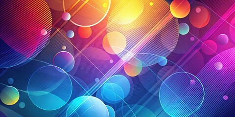 Poster - Abstract Digital Art with Overlapping Circles and Colorful Lines