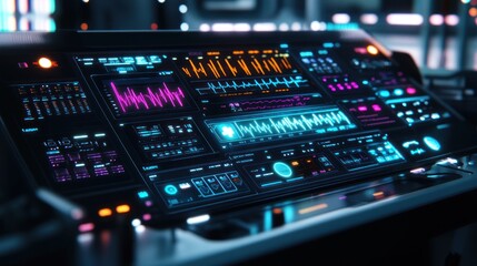 Poster - Futuristic Control Panel Displays Vital Data And Information