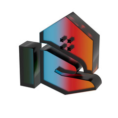 Poster - 3D Gradient abstract illustrations Blue Real Estate Agent symbol  icons