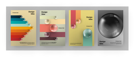 Fototapete - Amazing brochure cover set A4. Sphere effect. Perfect for any use.