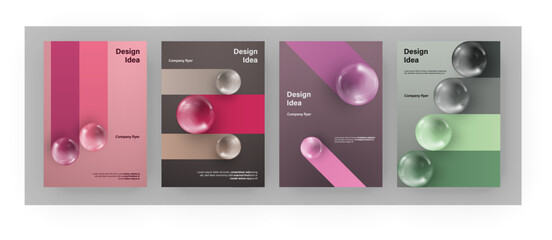 Fototapete - Amazing brochure cover set A4. Sphere effect. Perfect for any use.