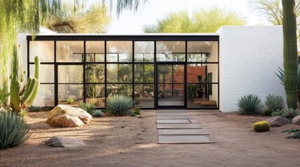 Wall Mural - Modern Desert Oasis: Minimalist Architecture and Landscaping