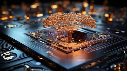 Canvas Print - A computer chip with a tree on it