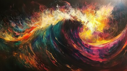 Poster - Captivating display of abstract waves of energy and radiant colors virtual art gallery digital artwork creative space artistic perspective abstract wave concept for seo impact