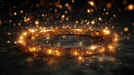 Wall Mural - A gold ring with a lot of sparkles on it
