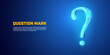 © Xraftsh00t - Digital question mark in dark blue background, futuristic galaxy concept with low poly wireframe style suitable for FAQ, customer service, QA question and answer support.
