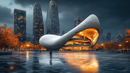 Poster - Exploring the benben pyramid amidst modern architectural marvels in a dynamic urban landscape