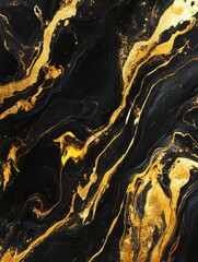 Wall Mural - Black and Gold Marble Surface